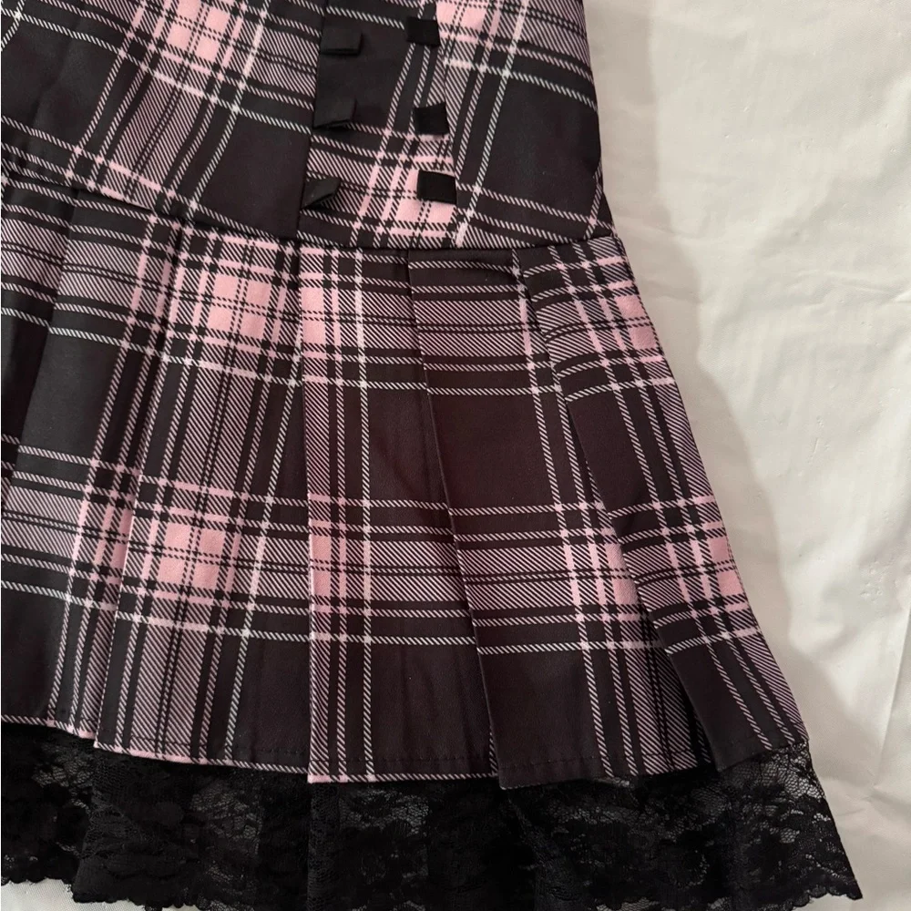 Plaid Pink and Black Skirt - Picture 2 of 13